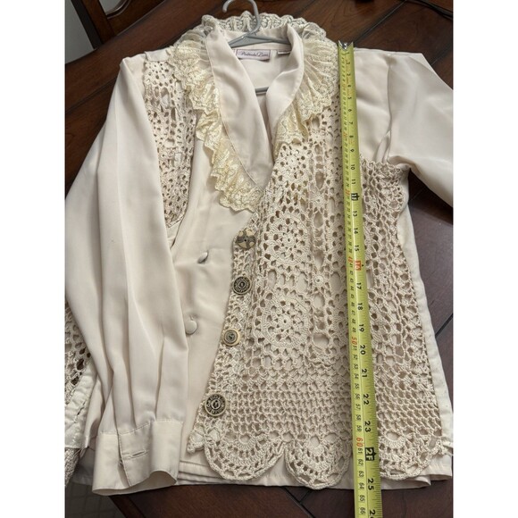 Vintage Penbrooke Lane Western Double Breast Blouse‎ And Crocheted Vest Cream - Picture 9 of 9